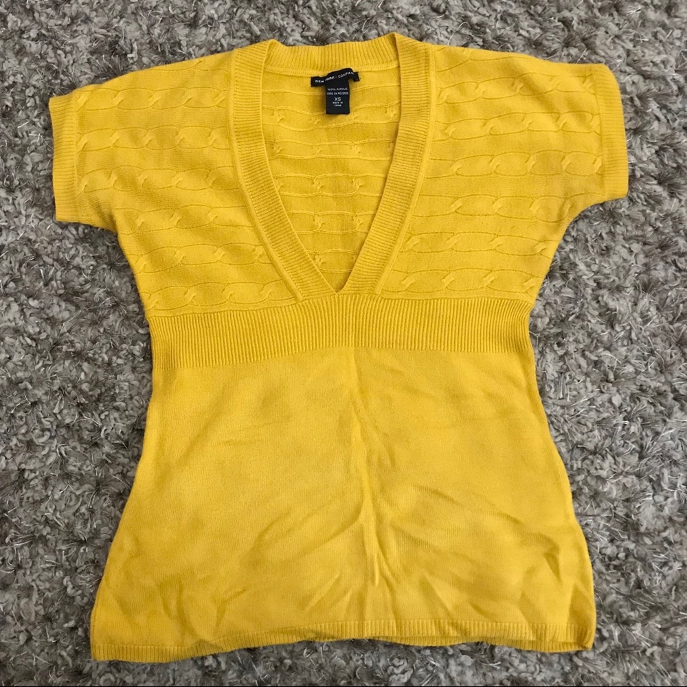New York and Company Mustard Knitted Blouse